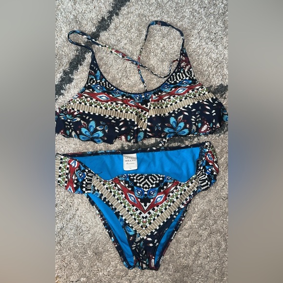 Blue toned boho  Bikini Set LUCKY BRAND EUC large - Picture 1 of 1
